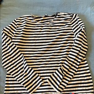 KULE Black and White Striped Long Sleeve Tee